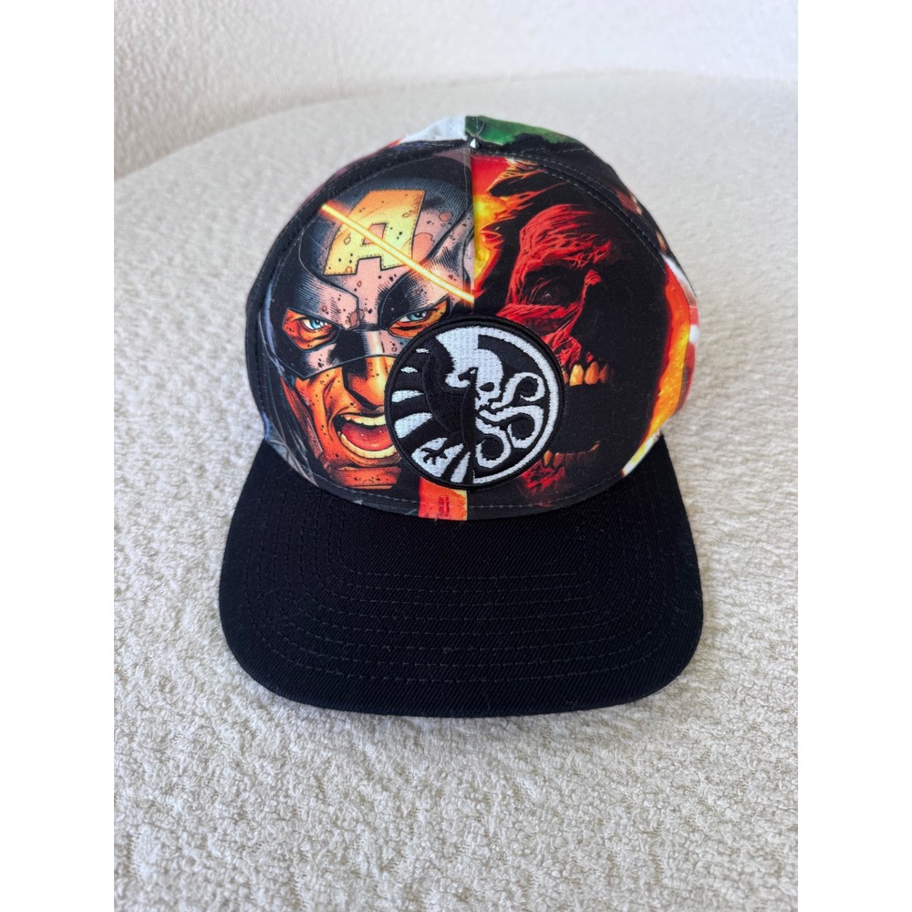 Marvel Comics Captain America Red Skull Hydra Snapback Hat Flat Brim Cap Black